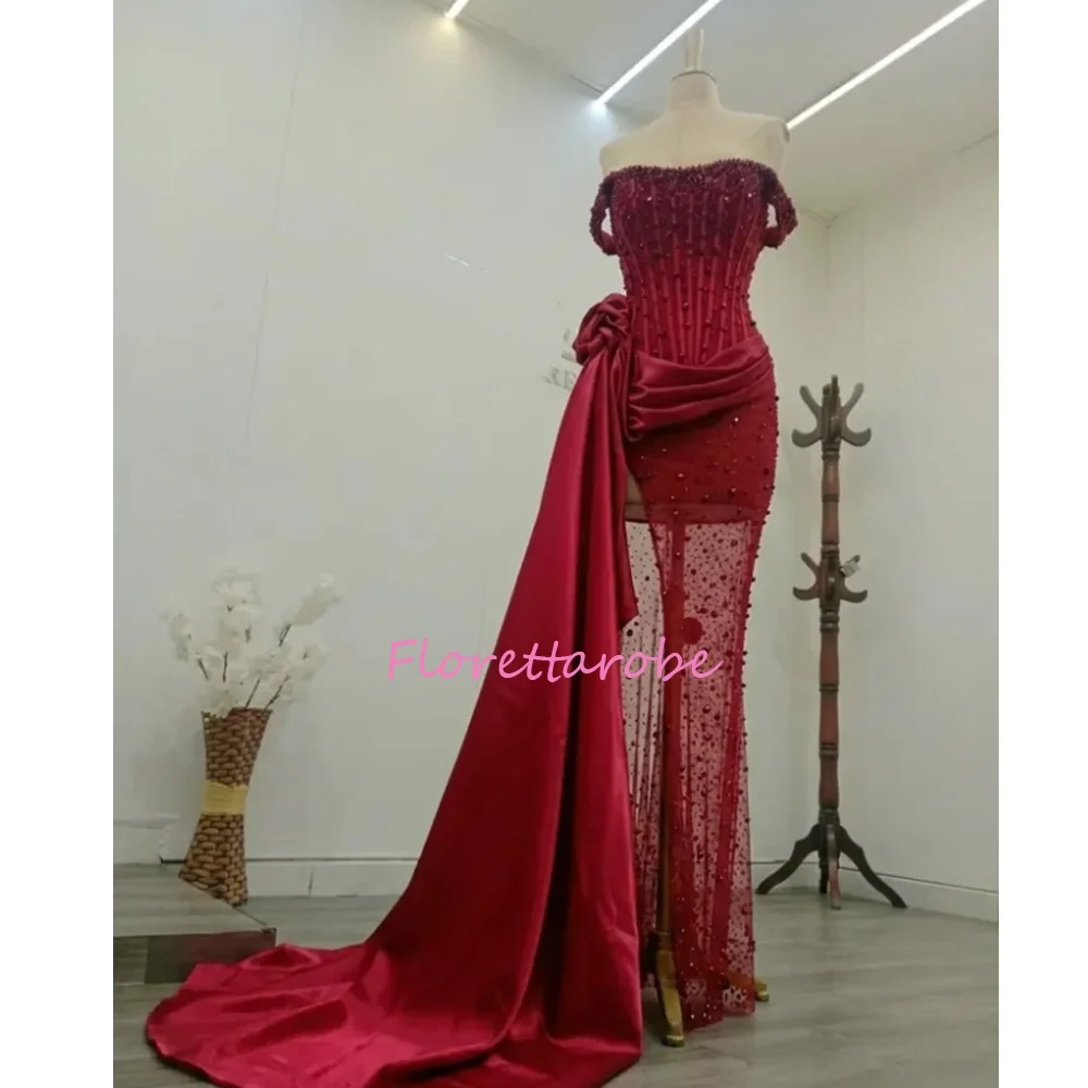 New Fashion Off-shoulder Evening Dress Plearls Illusion Pleat Sexy Beads Prom Gown Robes De Soiree Customized
New Fashion Off-shoulder Evening Dress Plearls Illusion Pleat Sexy Beads Prom Gown Robes De Soiree Customized