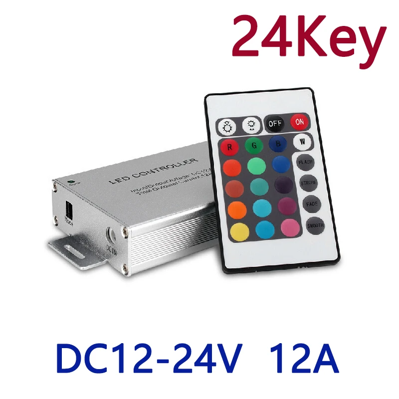 DC 12V-24V 24-клавишный контроллер RGB 12A Алюминиевый корпус ИК- или RF Беспроводной дистанционный диммер для 5050 цветных светодиодных лент с затемнением
DC 12V-24V 24-клавишный контроллер RGB 12A Алюминиевый корпус ИК- или RF Беспроводной дистанционный диммер для 5050 цветных светодиодных лент с затемнением