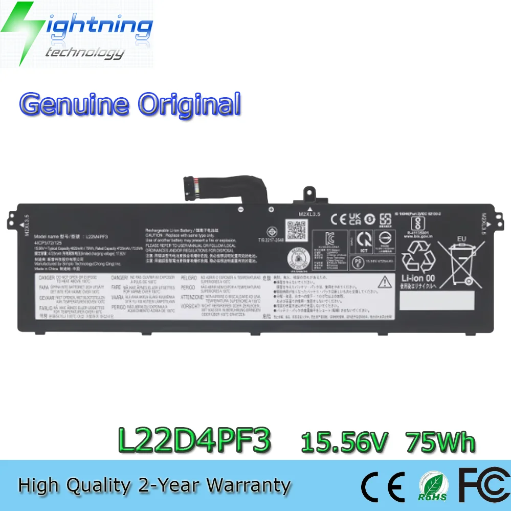 Оригинальный L22M4PF3 L22B4PF3 L22X4PF3 L22D4PF3 15,56 В 75 Втч аккумулятор для ноутбука Lenovo Pro 14 IRH8 ARP8 APH8
Оригинальный L22M4PF3 L22B4PF3 L22X4PF3 L22D4PF3 15,56 В 75 Втч аккумулятор для ноутбука Lenovo Pro 14 IRH8 ARP8 APH8