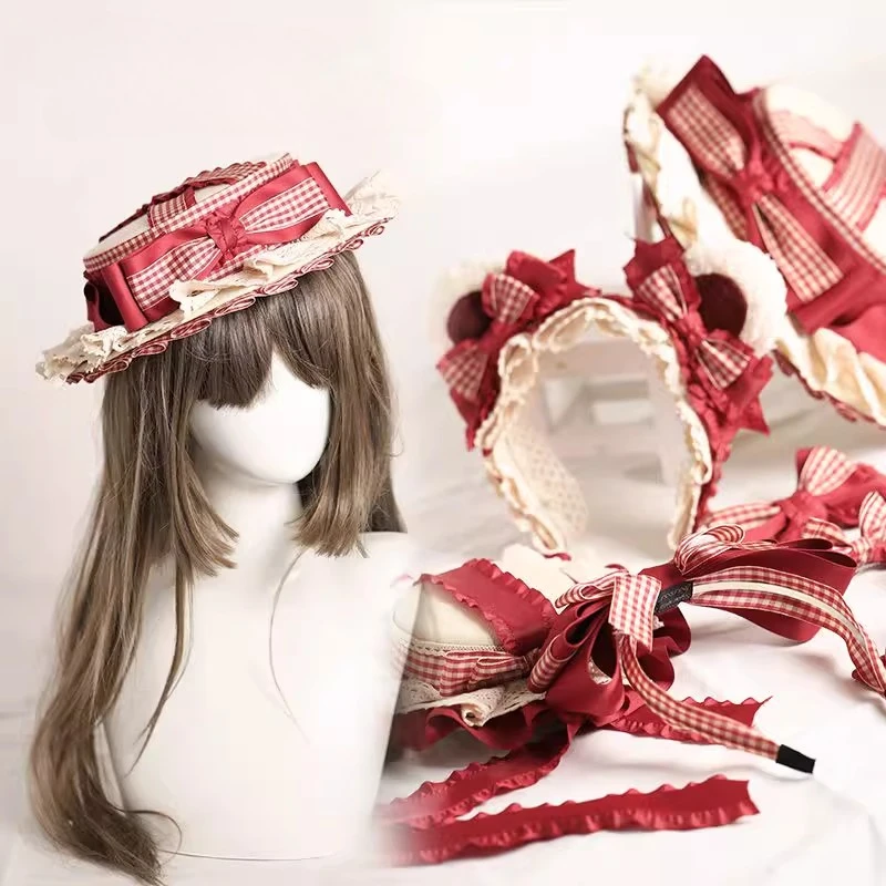 Japan Handmade Lolita Hair Accessorie Little Red Riding Hood Red Hairpin Headband Accessorie JK Uniform Burgundy Plaid Headdress
Japan Handmade Lolita Hair Accessorie Little Red Riding Hood Red Hairpin Headband Accessorie JK Uniform Burgundy Plaid Headdress