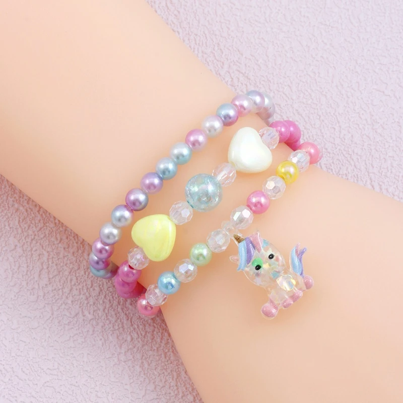 Новый красочный акриловый смешанный единорог ручной работы из 3 предметов, детский набор браслетов из бисера, подарок на день рождения для девочек 
Новый красочный акриловый смешанный единорог ручной работы из 3 предметов, детский набор браслетов из бисера, подарок на день рождения для девочек