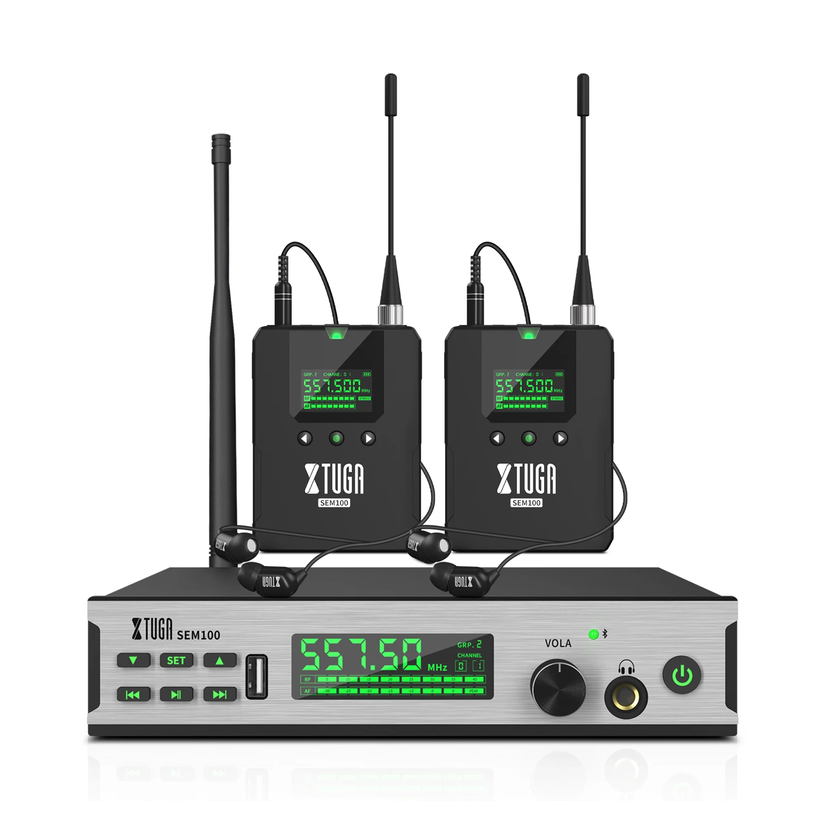 XTUGA SEM100 Stereo Professional Wireless In Ear Monitor System with Bodypack Earphone for Band Members Musicians With BT
XTUGA SEM100 Stereo Professional Wireless In Ear Monitor System with Bodypack Earphone for Band Members Musicians With BT