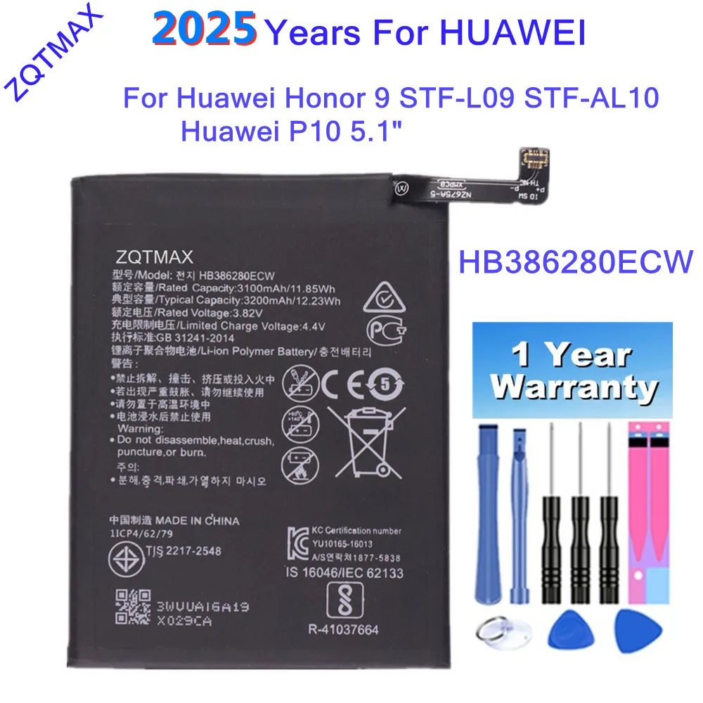2025 Years High Quality HB386280ECW Battery For Huawei P10 Honor 9 Phone Battery Bateria 3200mAh + Free Tools
2025 Years High Quality HB386280ECW Battery For Huawei P10 Honor 9 Phone Battery Bateria 3200mAh + Free Tools