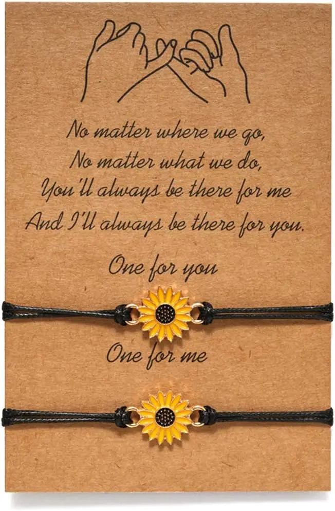 Pomise Distance Matching Bracelet for Best Friens Women Sunflower Boho Bracelet Friendship Jewelry Birthday Gifts with Gift Card
Pomise Distance Matching Bracelet for Best Friens Women Sunflower Boho Bracelet Friendship Jewelry Birthday Gifts with Gift Card