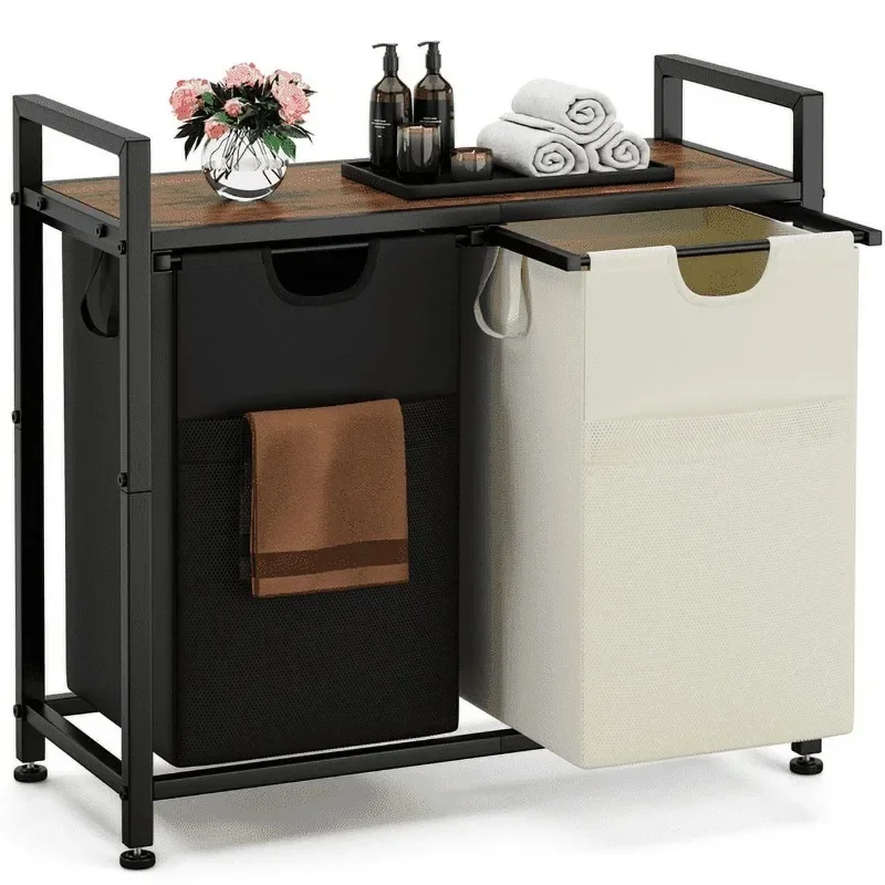 Laundry Basket, Free-standing Laundry Sorter Organizer, Top Shelf and 2 Detachable Laundry Bags and Side Pockets
Laundry Basket, Free-standing Laundry Sorter Organizer, Top Shelf and 2 Detachable Laundry Bags and Side Pockets