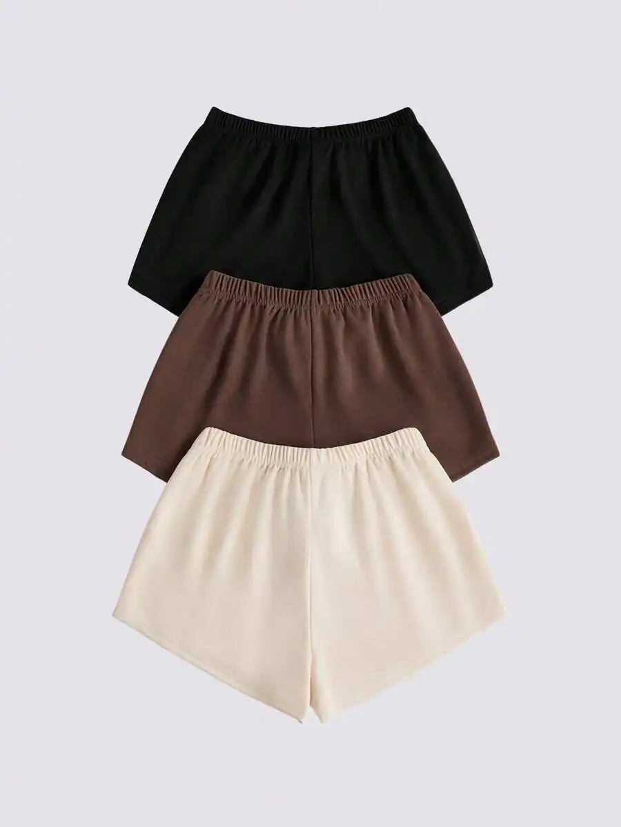 3pcs Women Solid Color Casual Sleep Shorts
3pcs Women Solid Color Casual Sleep Shorts