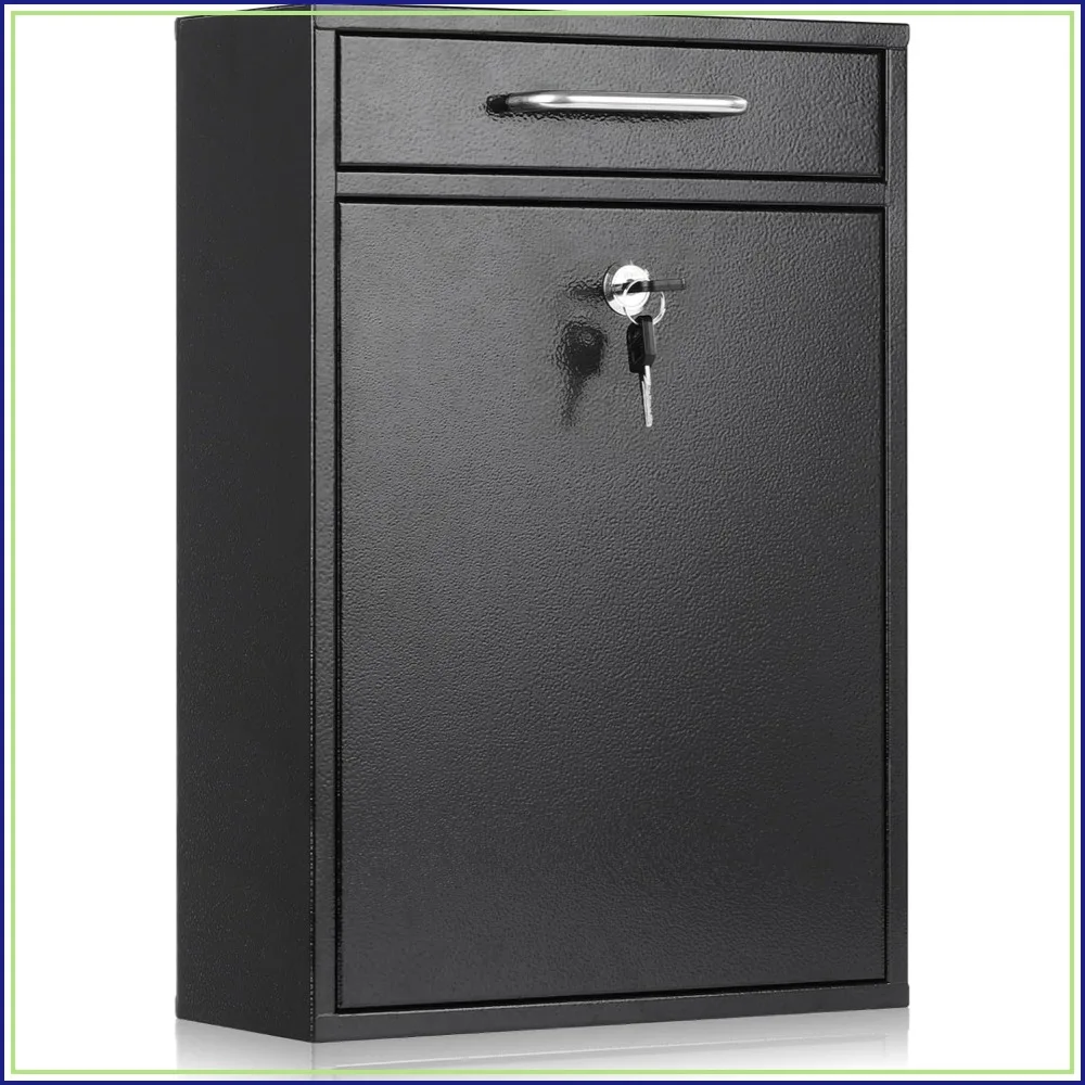 Large Locking Mailbox Wall Mount, 17.6x12.2x5.7 Inches, Black, Security Key Drop Box, Hanging Postbox
Large Locking Mailbox Wall Mount, 17.6x12.2x5.7 Inches, Black, Security Key Drop Box, Hanging Postbox