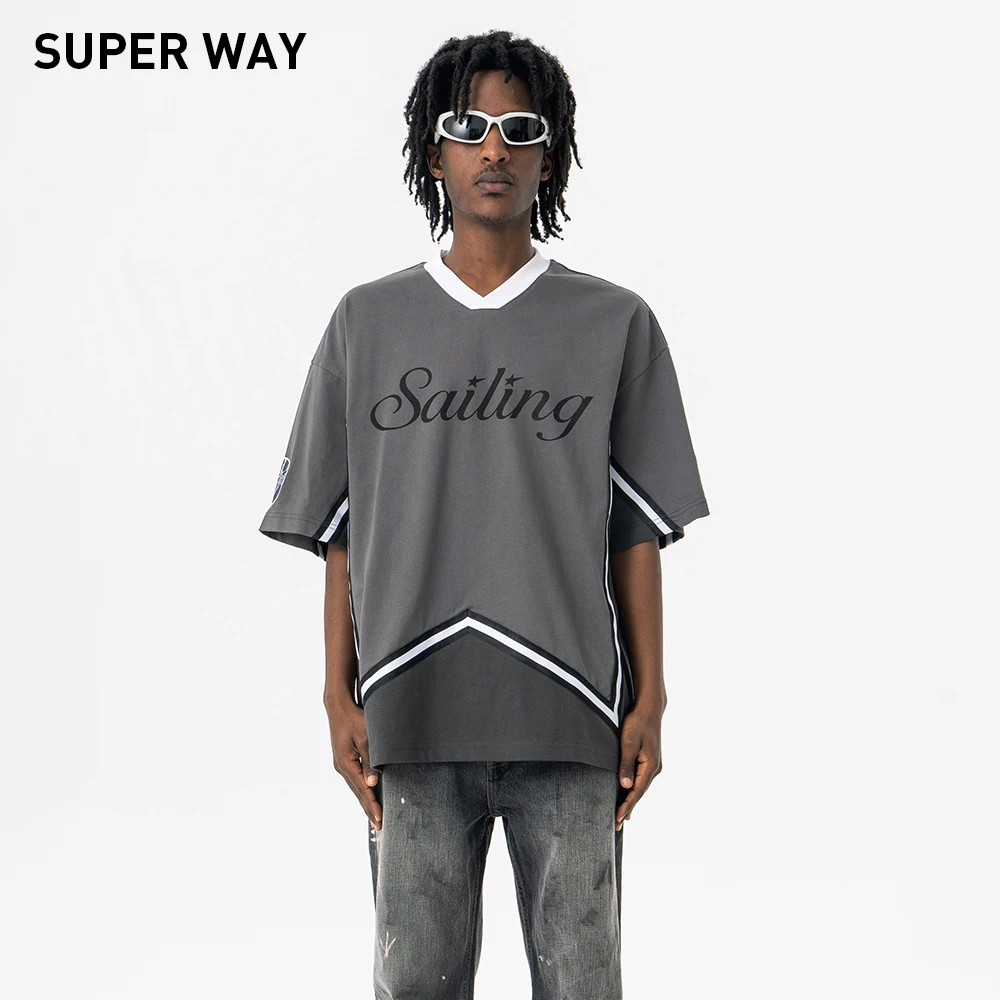 Superway Original Design Letter Printed T-Shirt Men Patchwork Cotton Short Sleeves V-Neck Tees High Street American Style Tops
Superway Original Design Letter Printed T-Shirt Men Patchwork Cotton Short Sleeves V-Neck Tees High Street American Style Tops