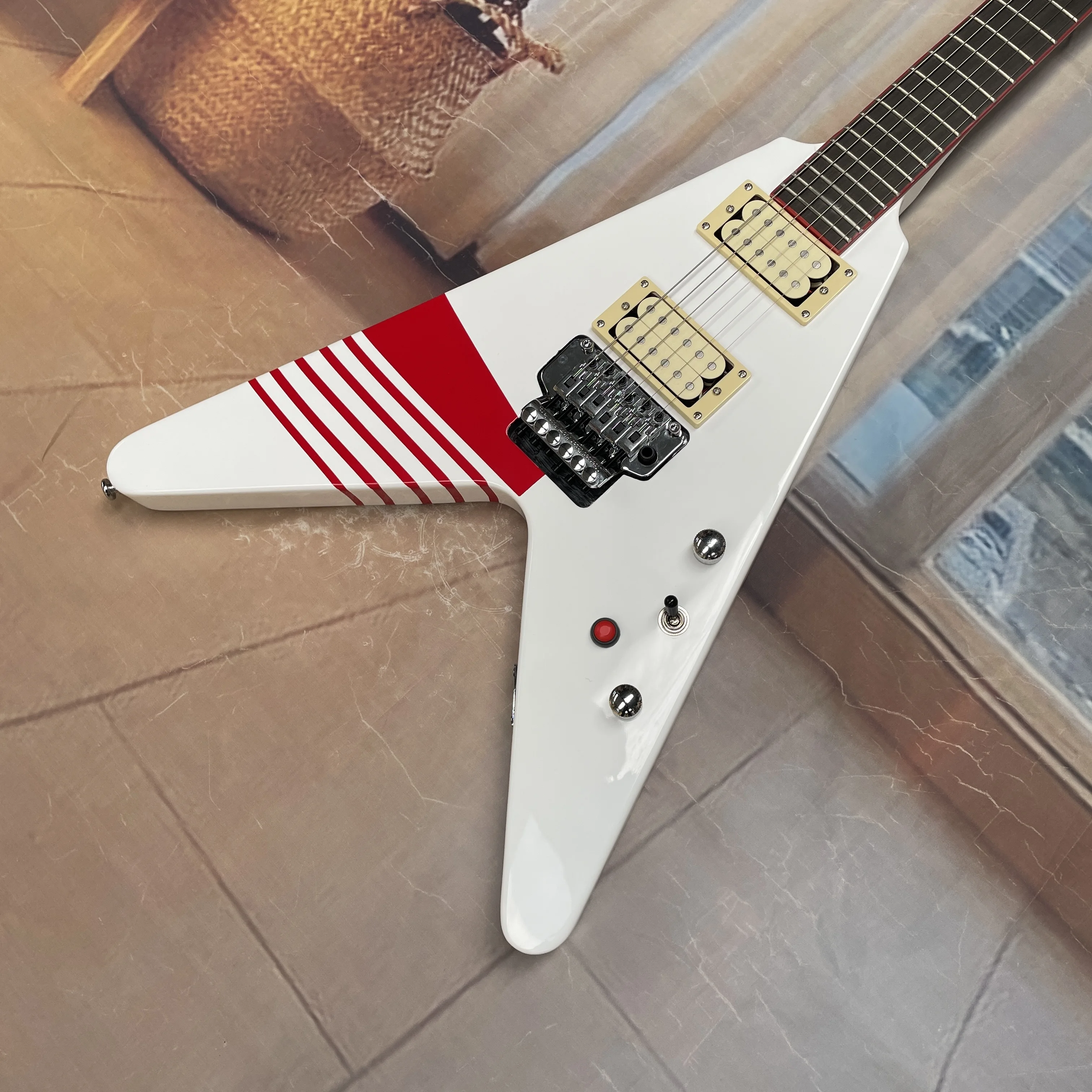 6-string electric guitar with double-locking tremolo system and one-button muting switch guitas, metal shred electric guitarra
6-string electric guitar with double-locking tremolo system and one-button muting switch guitas, metal shred electric guitarra