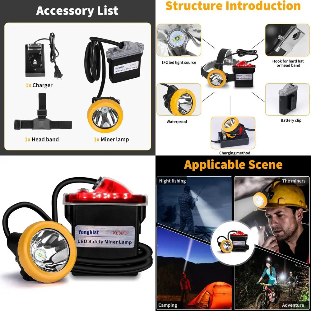 Rechargeable LED Mining Headlamp with 1+2 Lights, Waterproof and Explosion-Proof, Suitable for Coal Mining, Tunneling, and Outdo
Rechargeable LED Mining Headlamp with 1+2 Lights, Waterproof and Explosion-Proof, Suitable for Coal Mining, Tunneling, and Outdo