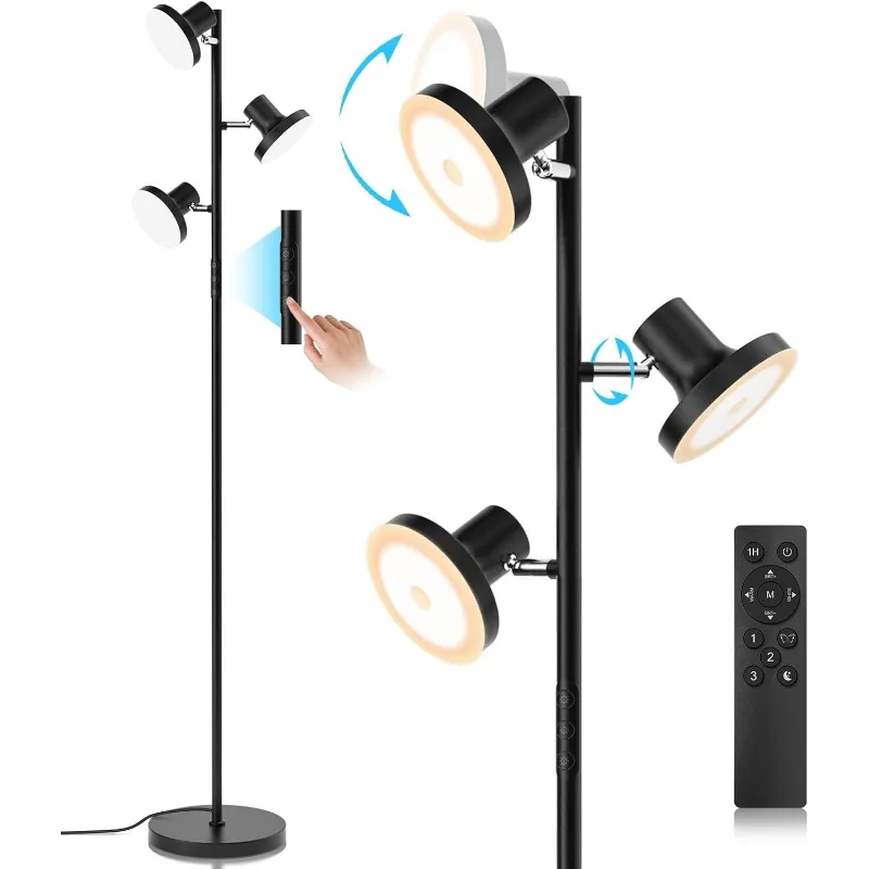 36W LED Tree Floor Lamp, Modern Dimmable Standing Lamp with Remote & Touch Control, 4 Color Temperatures, 3 Rotatable LED
36W LED Tree Floor Lamp, Modern Dimmable Standing Lamp with Remote & Touch Control, 4 Color Temperatures, 3 Rotatable LED