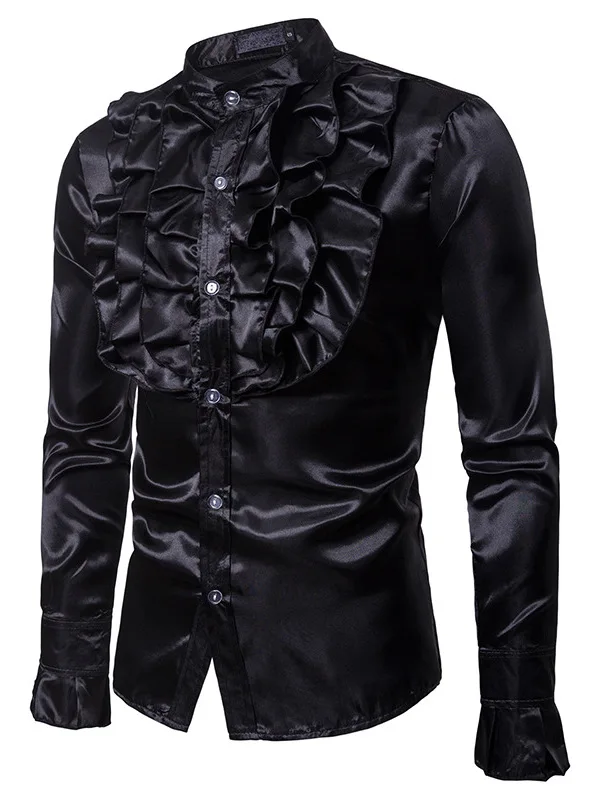 Glossy Stand Collar Men's Shirt Pure Color Shiny Menswear Slim Fit Long Sleeve Button up Breathable Polyester Fiber
Glossy Stand Collar Men's Shirt Pure Color Shiny Menswear Slim Fit Long Sleeve Button up Breathable Polyester Fiber