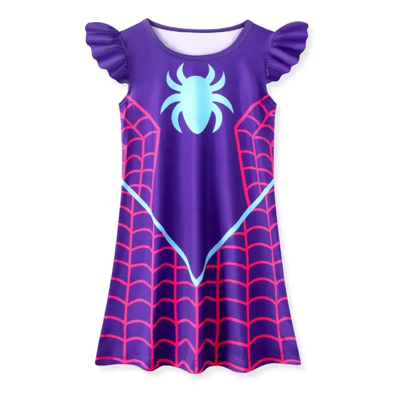 Cute Spider Web Print Dress Purple Ruffle Sleeve A-line Dress Casual Cartoon Homewear Nightgown for Halloween Party
Cute Spider Web Print Dress Purple Ruffle Sleeve A-line Dress Casual Cartoon Homewear Nightgown for Halloween Party