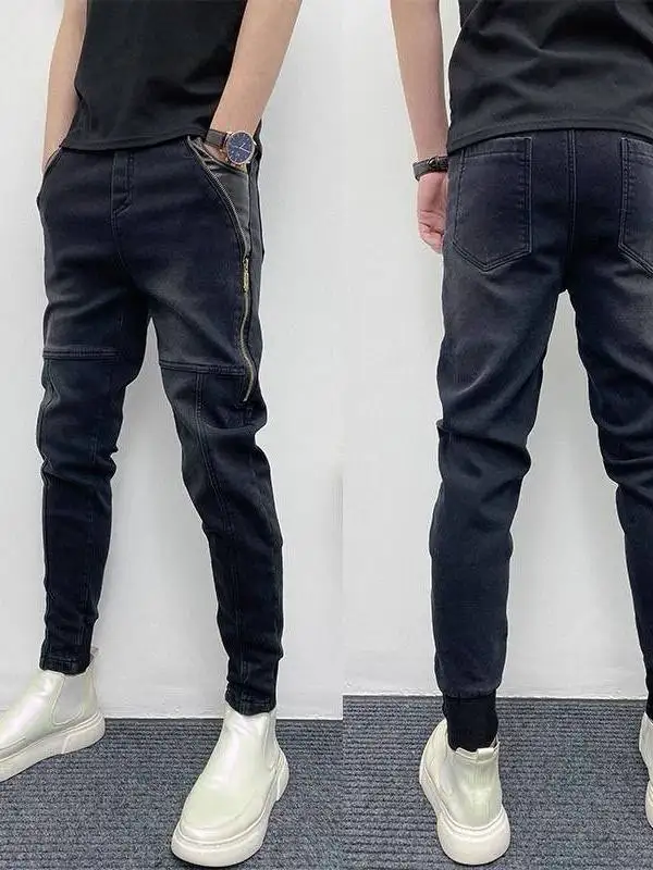 Washed Denim Jeans Men's Casual Pants Zipper Design Slim Fit Spring Autumn New Style Youth Wear Resistant Harlan Style
Washed Denim Jeans Men's Casual Pants Zipper Design Slim Fit Spring Autumn New Style Youth Wear Resistant Harlan Style