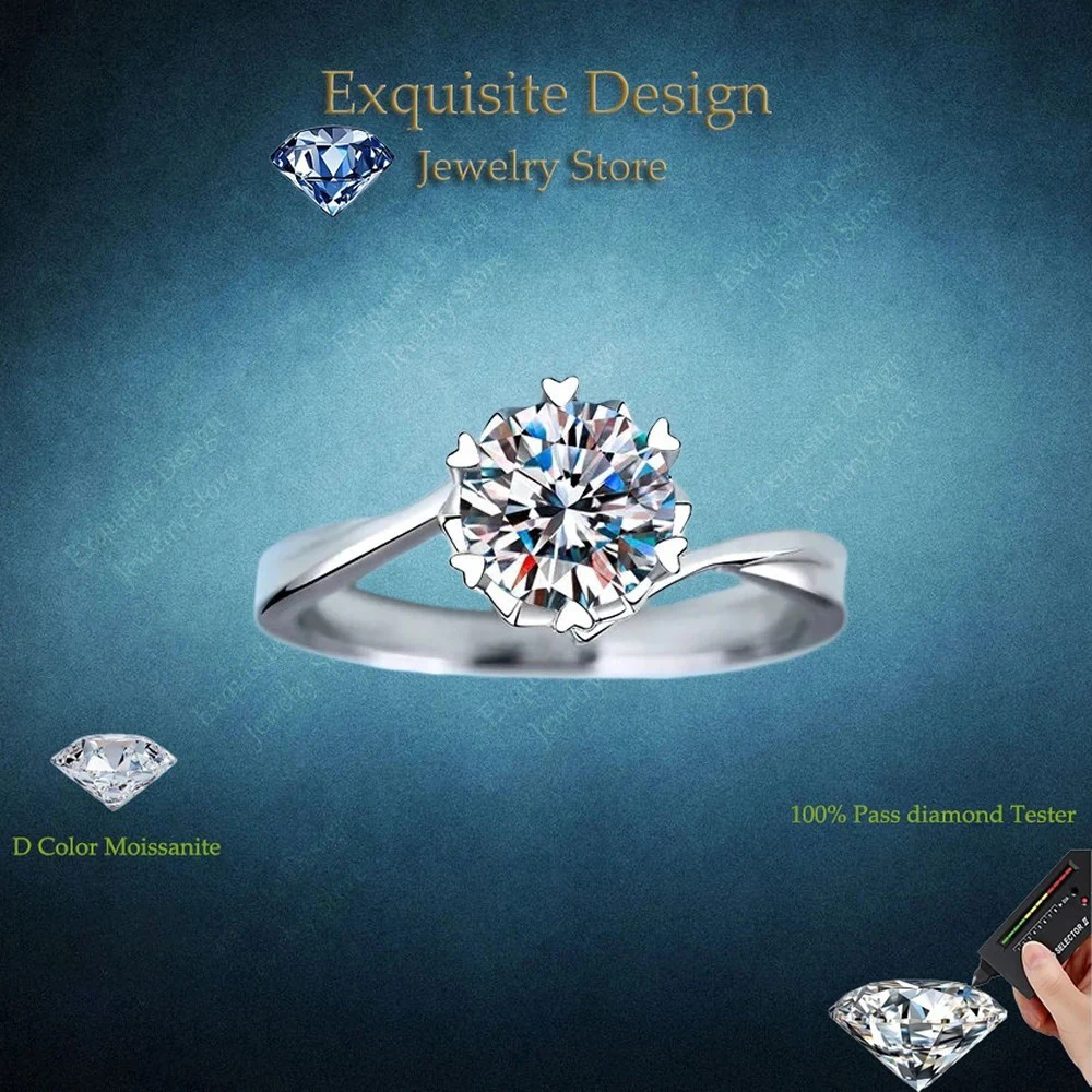 Exquisite Design Moissanite 0.3-2 Ct Heart Shaped Snowflake Rings Jewelry Twisted Platinum PT950 VVS1 D Color Fine Women Gift
Exquisite Design Moissanite 0.3-2 Ct Heart Shaped Snowflake Rings Jewelry Twisted Platinum PT950 VVS1 D Color Fine Women Gift