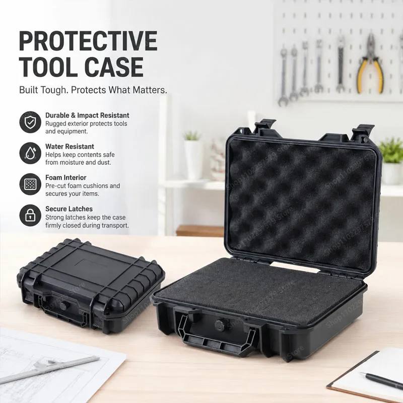 Compact Portable Hard Tool Box That Is Waterproof And Dustproof With Pre-Cut Foam Storage For Home Garage Outdoor Camping.
Compact Portable Hard Tool Box That Is Waterproof And Dustproof With Pre-Cut Foam Storage For Home Garage Outdoor Camping.