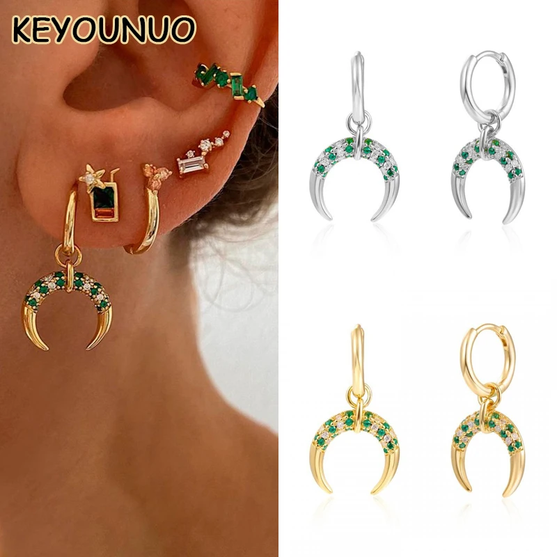 KEYOUNUO Gold Silver Filled Moon Dangle Earrings For Women Green Zircon Piercing Ankara Drop Earrings 2022 Jewelry Wholesale
KEYOUNUO Gold Silver Filled Moon Dangle Earrings For Women Green Zircon Piercing Ankara Drop Earrings 2022 Jewelry Wholesale