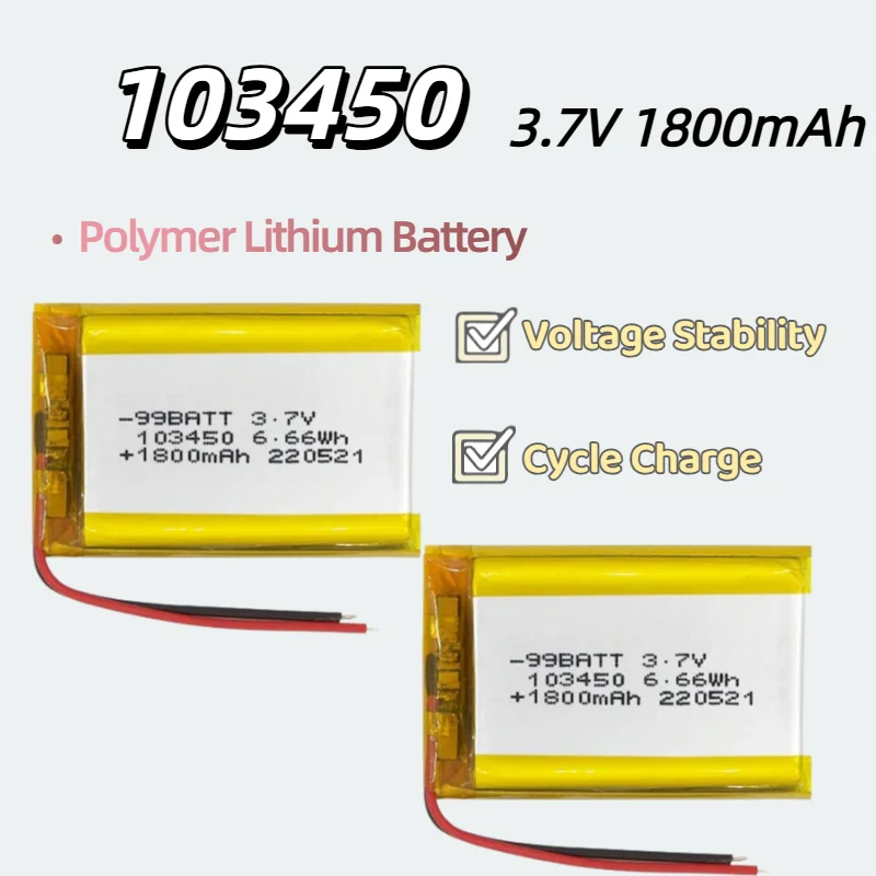 103450 3.7V 1800mAh Rechargeable Lithium Polymer Battery for Early Education Machine Long Lasting High Capacity Battery
103450 3.7V 1800mAh Rechargeable Lithium Polymer Battery for Early Education Machine Long Lasting High Capacity Battery