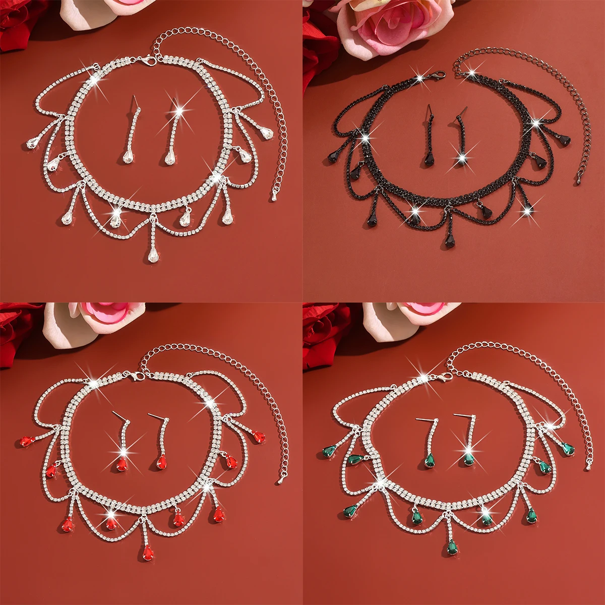 Light Luxury Jewelry Set Women Banquet Trendy Flash Crystal Necklace Earrings Set Bride Wedding Anniversary Jewelry Accessories
Light Luxury Jewelry Set Women Banquet Trendy Flash Crystal Necklace Earrings Set Bride Wedding Anniversary Jewelry Accessories
