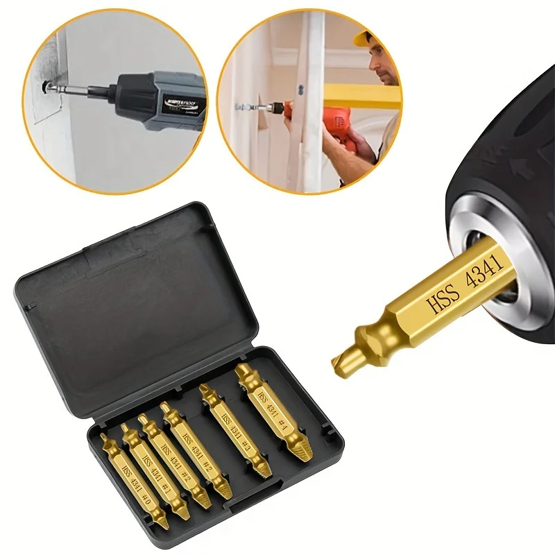Double End Damaged Screw Extractor Drill Bit 6Pcs Set Easily Remove Broken Stripped Screw Bolt for Automotive Home Repair
Double End Damaged Screw Extractor Drill Bit 6Pcs Set Easily Remove Broken Stripped Screw Bolt for Automotive Home Repair