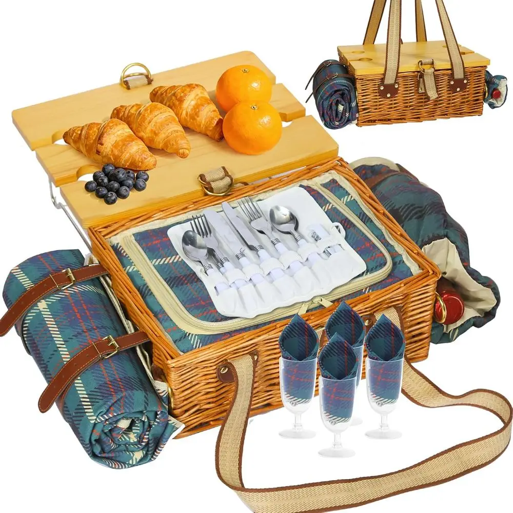 Elegant Wicker Picnic Basket Set with Waterproof Blanket, Wine Pouch, and Cutlery for Outdoor Adventures
Elegant Wicker Picnic Basket Set with Waterproof Blanket, Wine Pouch, and Cutlery for Outdoor Adventures