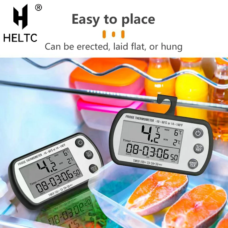 Fridge Thermometer With Hook Anti-Humidity Refrigerator Freezer Electric LCD Display Digital Thermometer Temperature Monitor
