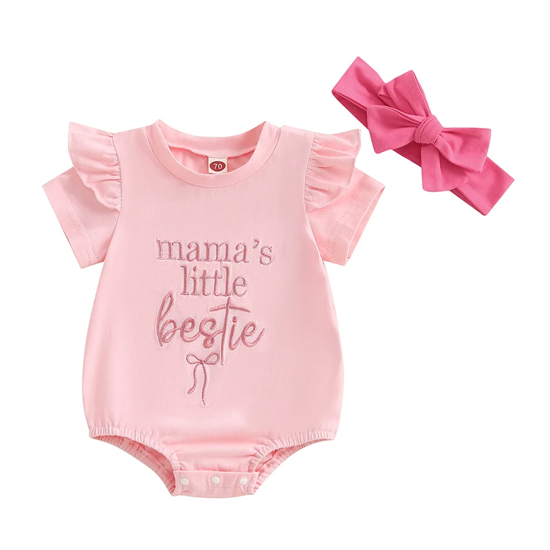 Baby Girl Summer Romper Letter Embroidery Ruffle Trim Short Sleeve Bodysuit with Headband 2 Piece Summer Outfit
Baby Girl Summer Romper Letter Embroidery Ruffle Trim Short Sleeve Bodysuit with Headband 2 Piece Summer Outfit