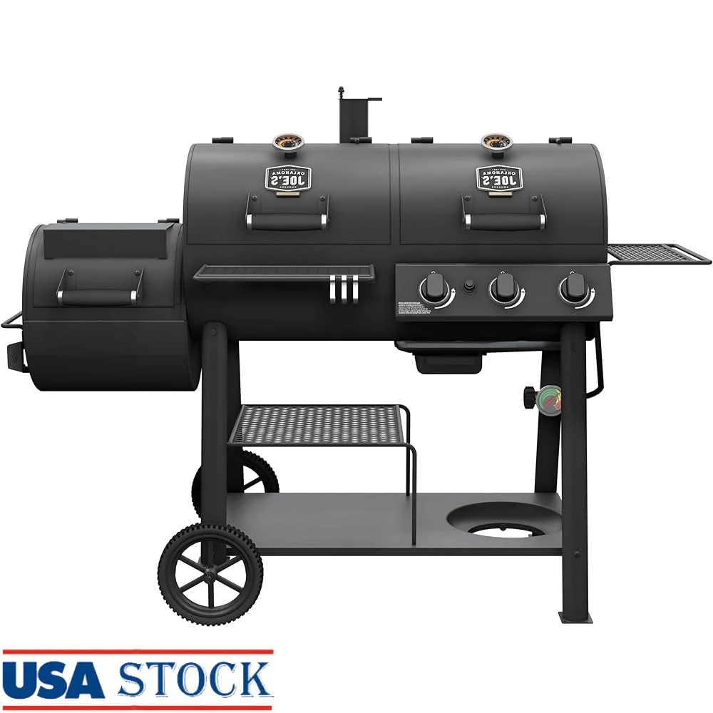 Charcoal Propane Gas Combo Smoker Grill 3 Burner 750sqin Cooking Area Fuel Gauge Tool Hooks Smokestack Adjustable Dampers
Charcoal Propane Gas Combo Smoker Grill 3 Burner 750sqin Cooking Area Fuel Gauge Tool Hooks Smokestack Adjustable Dampers