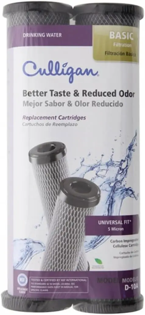 Drinking Water Replacement Filter Cartridge, 2-Pack, Reduces Chlorine & Odor, 5 Micron, 3-Month Life
Drinking Water Replacement Filter Cartridge, 2-Pack, Reduces Chlorine & Odor, 5 Micron, 3-Month Life