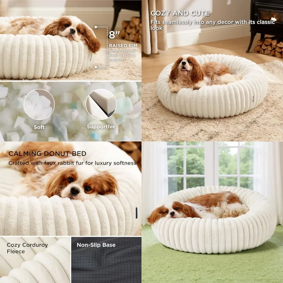 ComfyFleece™ Donut Medium Dog Bed - Washable Faux Fur with Corduroy Fleece and Anti Slip Bottom, Round Pet Bed with Removable C
ComfyFleece™ Donut Medium Dog Bed - Washable Faux Fur with Corduroy Fleece and Anti Slip Bottom, Round Pet Bed with Removable C