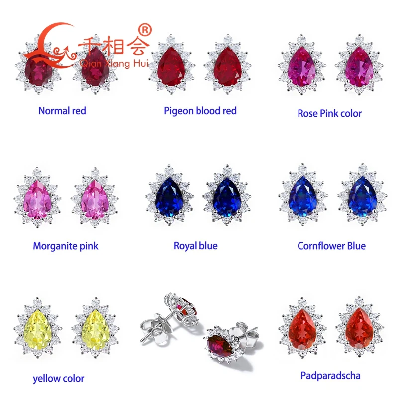 5*7mm pear 925 silver lab grown ruby and sapphire Paraiba stone ear stud Earring halo moissanite gift dating women wedding
5*7mm pear 925 silver lab grown ruby and sapphire Paraiba stone ear stud Earring halo moissanite gift dating women wedding