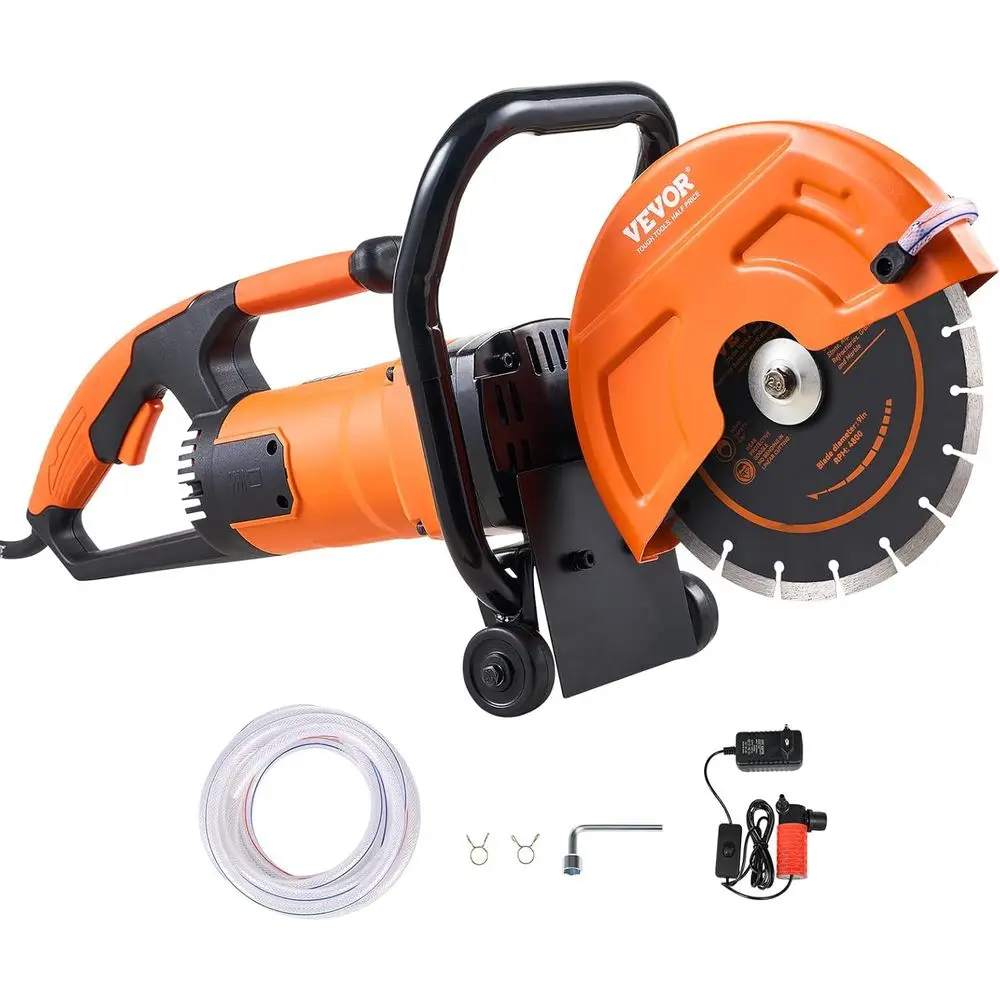 Electric Concrete Cutter, 9 in Circular Saw wit3.5 in Cutting Dept, Wet/Dry Disk Cutter Includes Water Line, Pump and lade, or S
Electric Concrete Cutter, 9 in Circular Saw wit3.5 in Cutting Dept, Wet/Dry Disk Cutter Includes Water Line, Pump and lade, or S