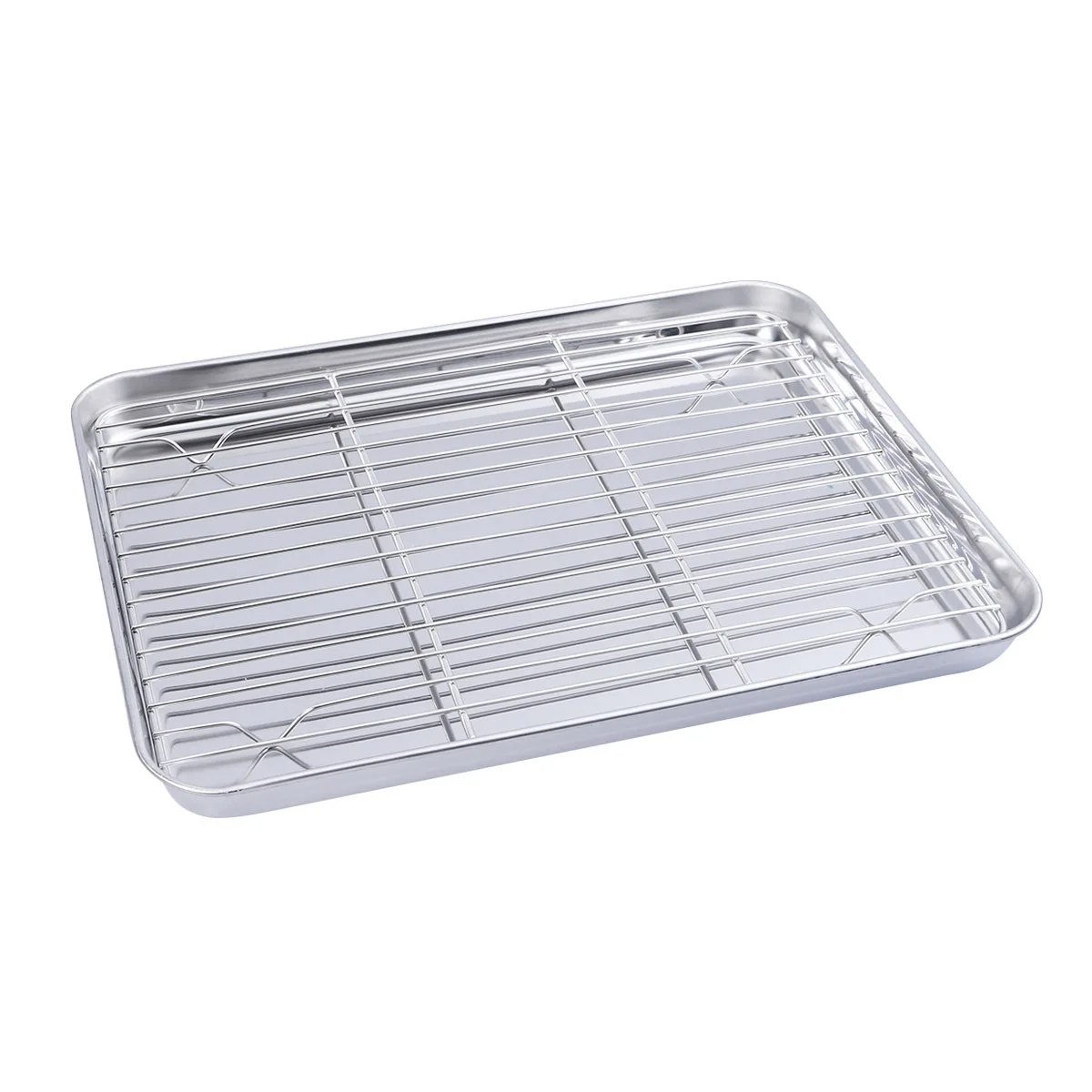 2pcs Stainless Steel Baking Sheet Cooling Rack Set Heavy Duty Flat Pan No Warping For Cake Pudding Cookies
2pcs Stainless Steel Baking Sheet Cooling Rack Set Heavy Duty Flat Pan No Warping For Cake Pudding Cookies