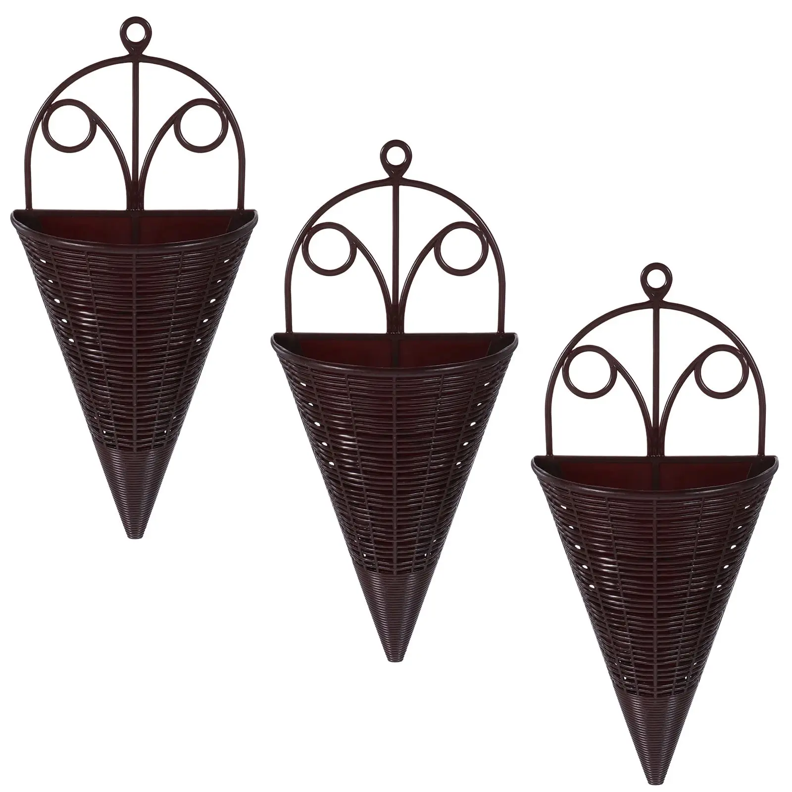 3 Pcs Rattan Decorative Flower Basket Deep Brown Vintage Wall Hanging Storage Baskets Planter Balcony Space Saving
3 Pcs Rattan Decorative Flower Basket Deep Brown Vintage Wall Hanging Storage Baskets Planter Balcony Space Saving