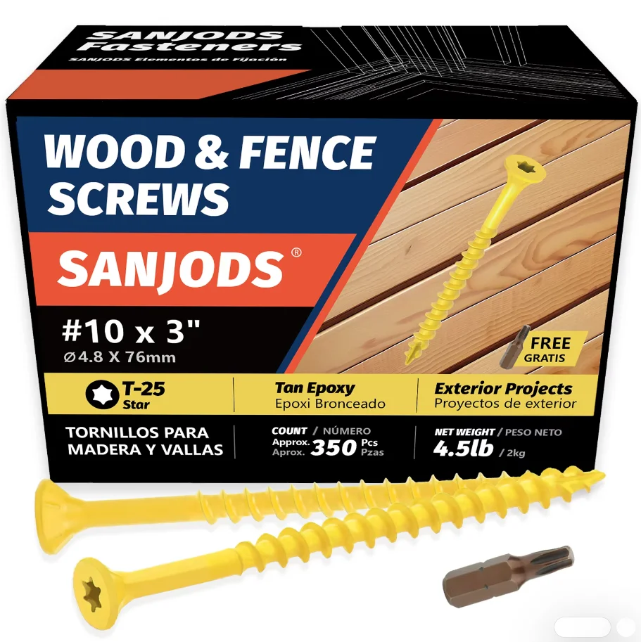 4.5lb Deck Screws, #8 #10 Wood Screws, Exterior Epoxy Coated Outdoor Decking Screw Torx Drive Head Deck Screw T25 Star Bit, Tan
4.5lb Deck Screws, #8 #10 Wood Screws, Exterior Epoxy Coated Outdoor Decking Screw Torx Drive Head Deck Screw T25 Star Bit, Tan