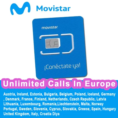 Movistar-Appels illimités dans les pays européens, numéro de téléphone espagnol, Espagne, Pologne, ommage, Allemagne, France, Italie, carte SIM préMunicipal4 G