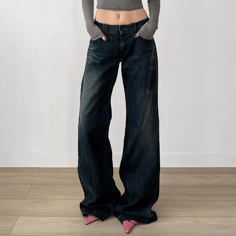 Women's Clothing Trendy Dark Blue Jeans Do Old Retro Wide Leg Straight Leg Pants European American Leisure Women's Jeans
Women's Clothing Trendy Dark Blue Jeans Do Old Retro Wide Leg Straight Leg Pants European American Leisure Women's Jeans