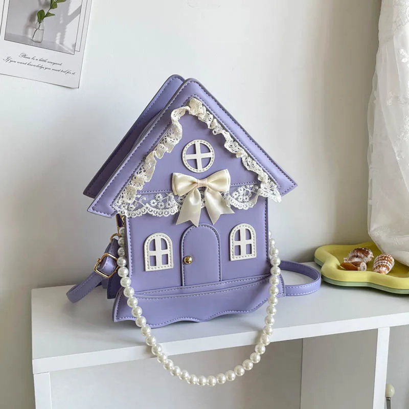 Women's Fashion Creative Design Cute Princess House Handbag PU Leather Shoulder Messenger Bag Pearl Chain Clutch Wrist Bag
Women's Fashion Creative Design Cute Princess House Handbag PU Leather Shoulder Messenger Bag Pearl Chain Clutch Wrist Bag