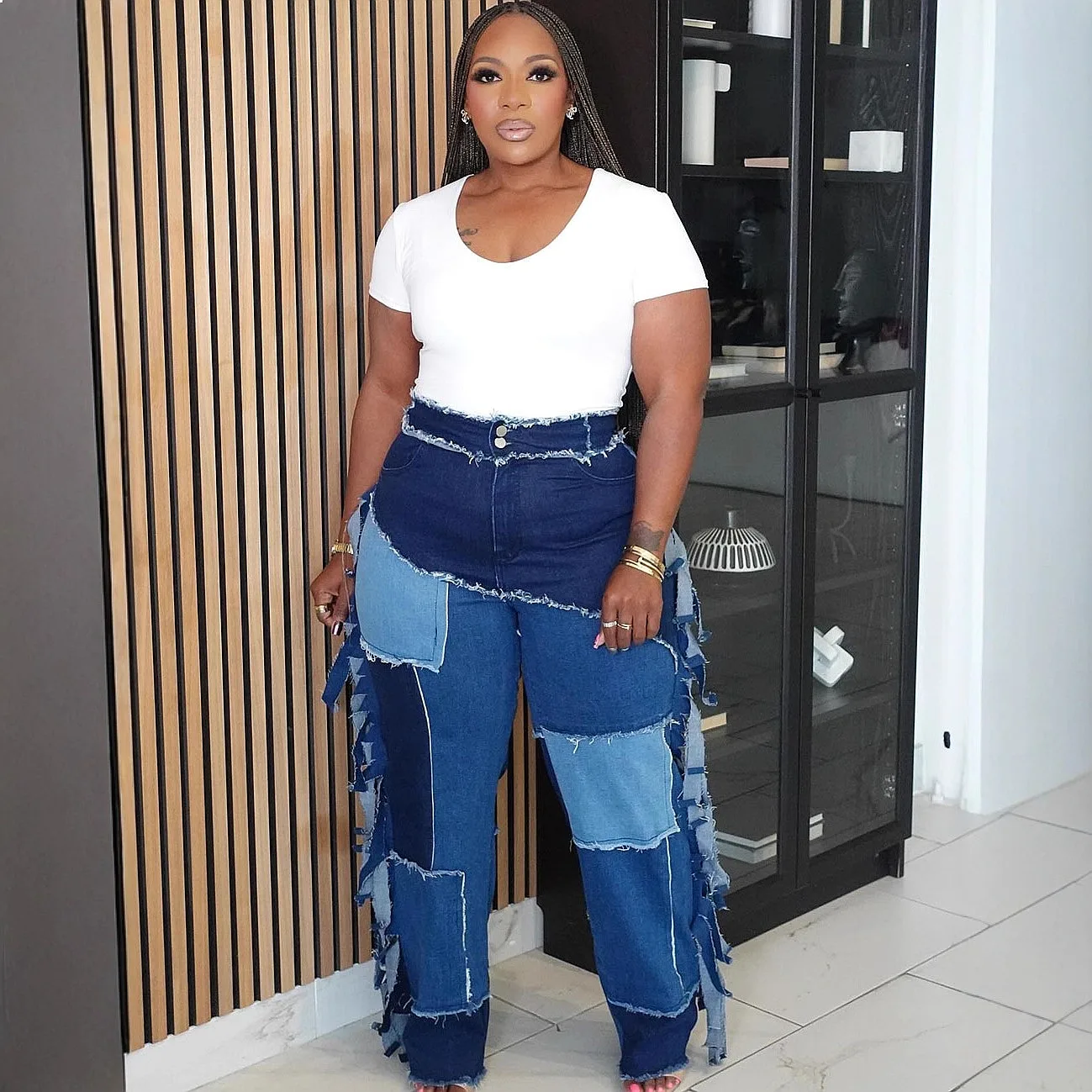 New Stitching Denim Jeans Women Casual Pants Washed Frayed Tassel Long Pants Spring Summer
New Stitching Denim Jeans Women Casual Pants Washed Frayed Tassel Long Pants Spring Summer