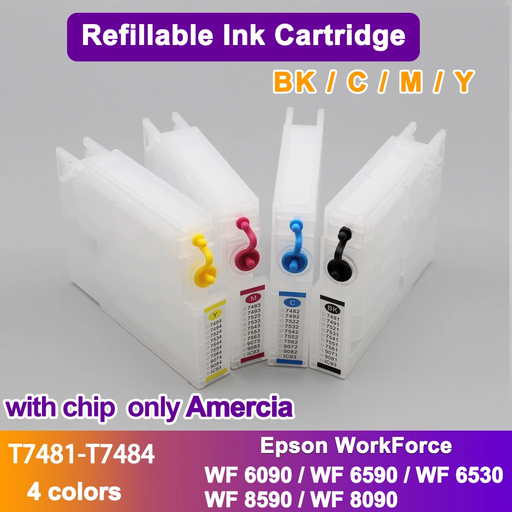 America 748XL T748 748 Refill Ink Cartridge with Chip for Epson Workforce Pro WF-6530 WF-6590 WF-8090 WF-8590 WF-6090 WF6530
America 748XL T748 748 Refill Ink Cartridge with Chip for Epson Workforce Pro WF-6530 WF-6590 WF-8090 WF-8590 WF-6090 WF6530