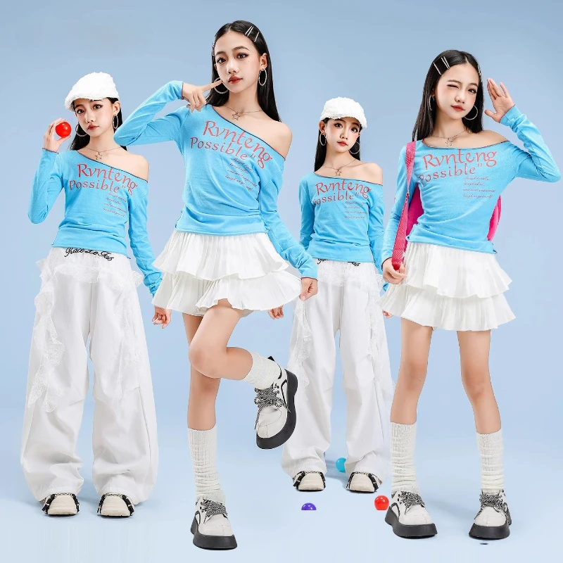 Girls Hip Hop Off Shoulder Long Sleeve Top White Pants Street Dance Skirt Costume Cool K-pop Streetwear Group Jazz Clothes Set
Girls Hip Hop Off Shoulder Long Sleeve Top White Pants Street Dance Skirt Costume Cool K-pop Streetwear Group Jazz Clothes Set