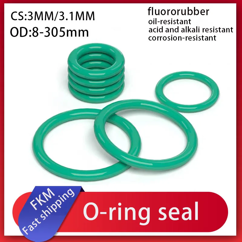 FKM CS:3/3.1mm Green Fluorine Rubber O-Ring Oil Resistant Acid Alkali Resistant&HT Resistant OD:8-305mm Premium Sealing Gasket
FKM CS:3/3.1mm Green Fluorine Rubber O-Ring Oil Resistant Acid Alkali Resistant&HT Resistant OD:8-305mm Premium Sealing Gasket