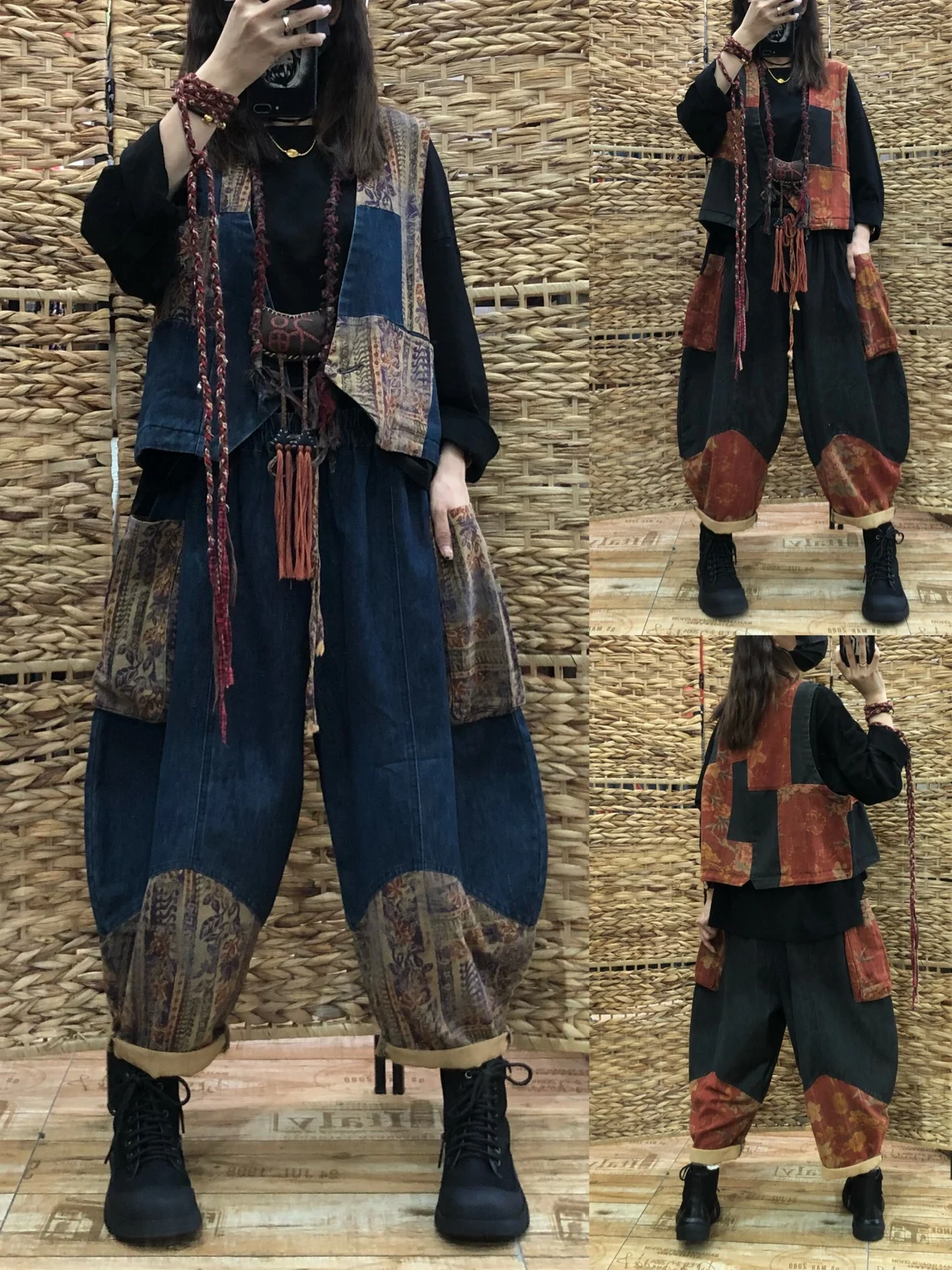 Autumn Winter Loose Fit Floral Print Slimming Harajuku Banana Pants Vintage Stylish Denim Patchwork Cotton Linen Set Women
Autumn Winter Loose Fit Floral Print Slimming Harajuku Banana Pants Vintage Stylish Denim Patchwork Cotton Linen Set Women