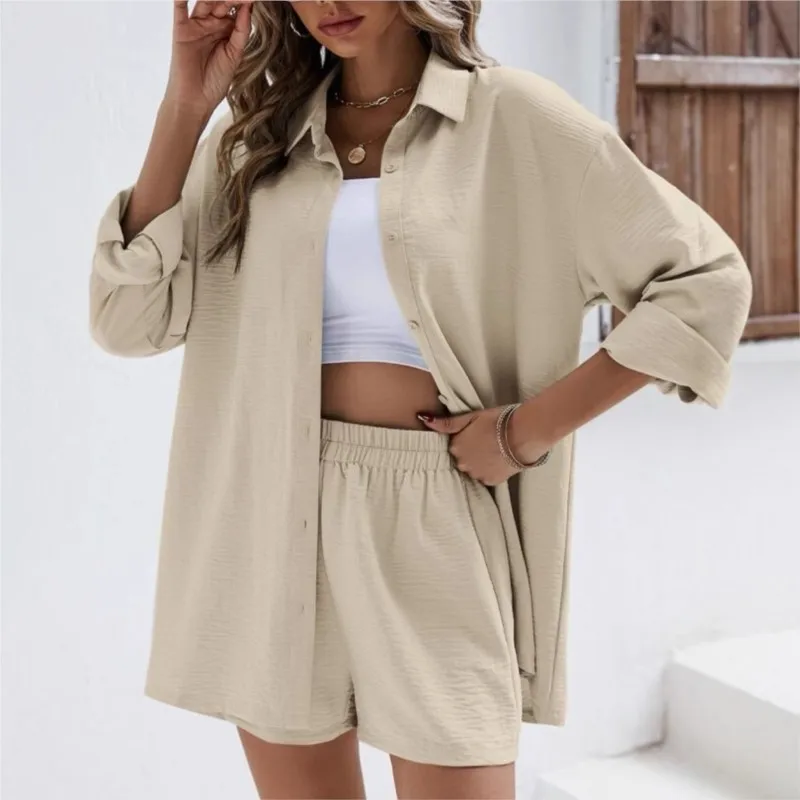 Women's Sets Two Piece Outfits Lounge Sets Long Sleeve Button Down Oversized Shirts And Shorts Sleepwear Casual Tracksuit Women
Women's Sets Two Piece Outfits Lounge Sets Long Sleeve Button Down Oversized Shirts And Shorts Sleepwear Casual Tracksuit Women
