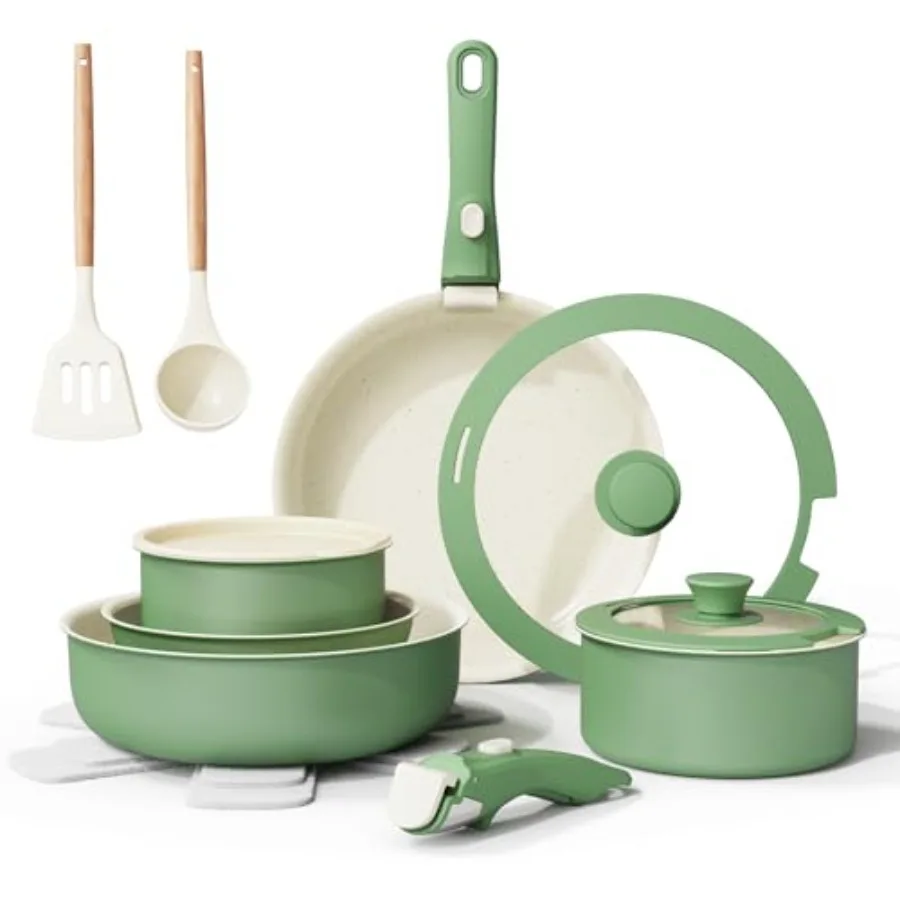 Ceramic Nonstick Cookware Set Healthy Non Toxic 17-Pieces Pots and Pans Set Removable Handles Induction RV Kitchen Set Stain Sc
Ceramic Nonstick Cookware Set Healthy Non Toxic 17-Pieces Pots and Pans Set Removable Handles Induction RV Kitchen Set Stain Sc