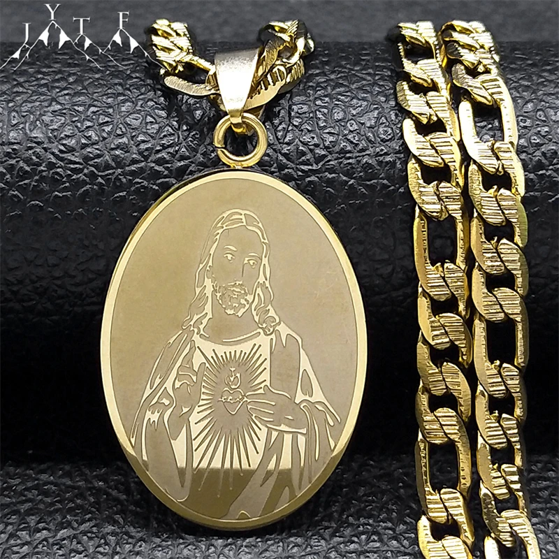 Christian Jesus Sacred Heart Medal Necklace for Men Women Stainless Steel Gold Plated Religious Necklace Jewelry Gift NZZZ141S05
Christian Jesus Sacred Heart Medal Necklace for Men Women Stainless Steel Gold Plated Religious Necklace Jewelry Gift NZZZ141S05