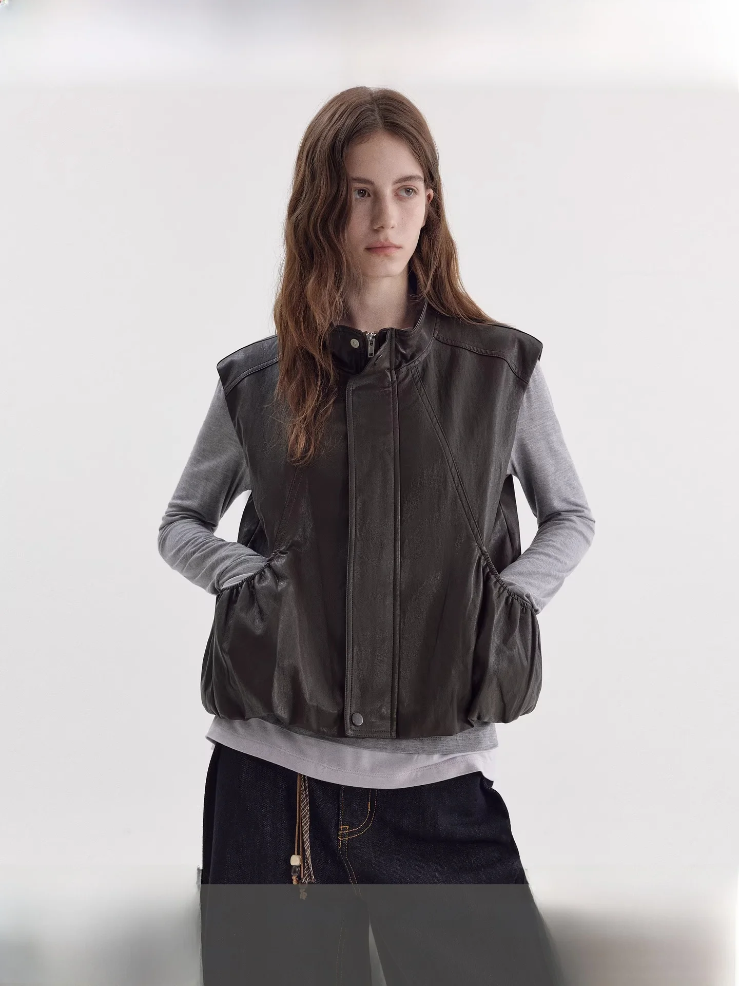 Fano Retro Loose Neutral Sle Leather Jaet Vest Women's Spring Commute Slimming Bloom ket Coat Warm Thiened Long Sve
Fano Retro Loose Neutral Sle Leather Jaet Vest Women's Spring Commute Slimming Bloom ket Coat Warm Thiened Long Sve