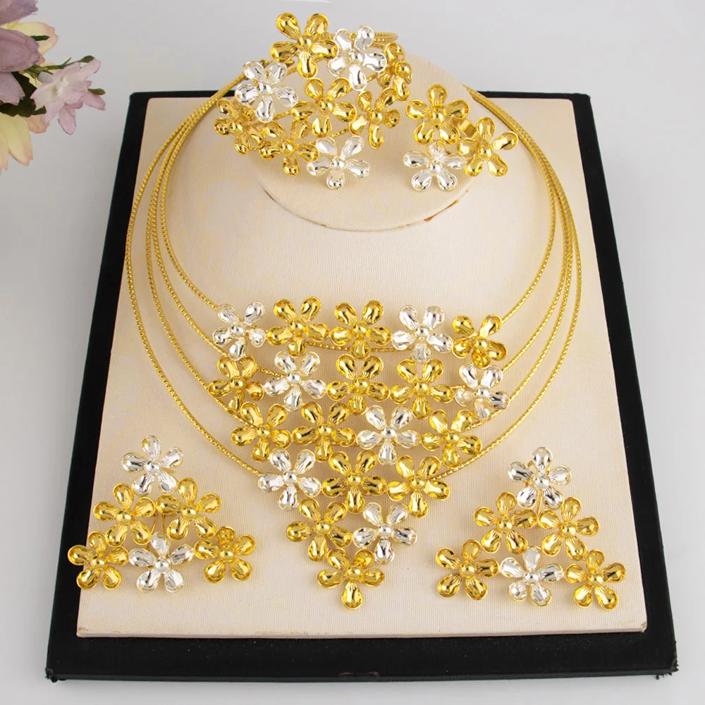 Fashion Silver Gold Color Hollow Shape Necklace Earrings Bracelet Ring Set for Women Exaggerated Design Jewelry Gift for Party
Fashion Silver Gold Color Hollow Shape Necklace Earrings Bracelet Ring Set for Women Exaggerated Design Jewelry Gift for Party