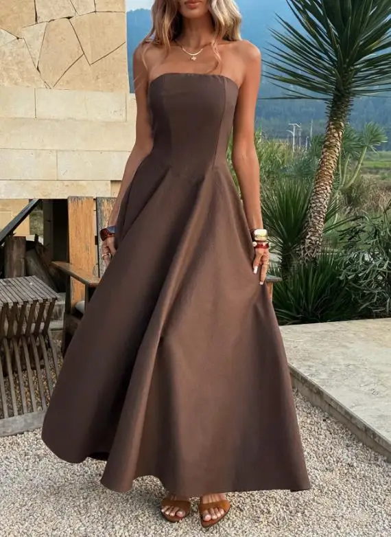 Women's Dress 2026 Summer Slimming New Hot Selling French Style Elegant Solid Color Simple Backless Strapless Evening Dress
Women's Dress 2026 Summer Slimming New Hot Selling French Style Elegant Solid Color Simple Backless Strapless Evening Dress