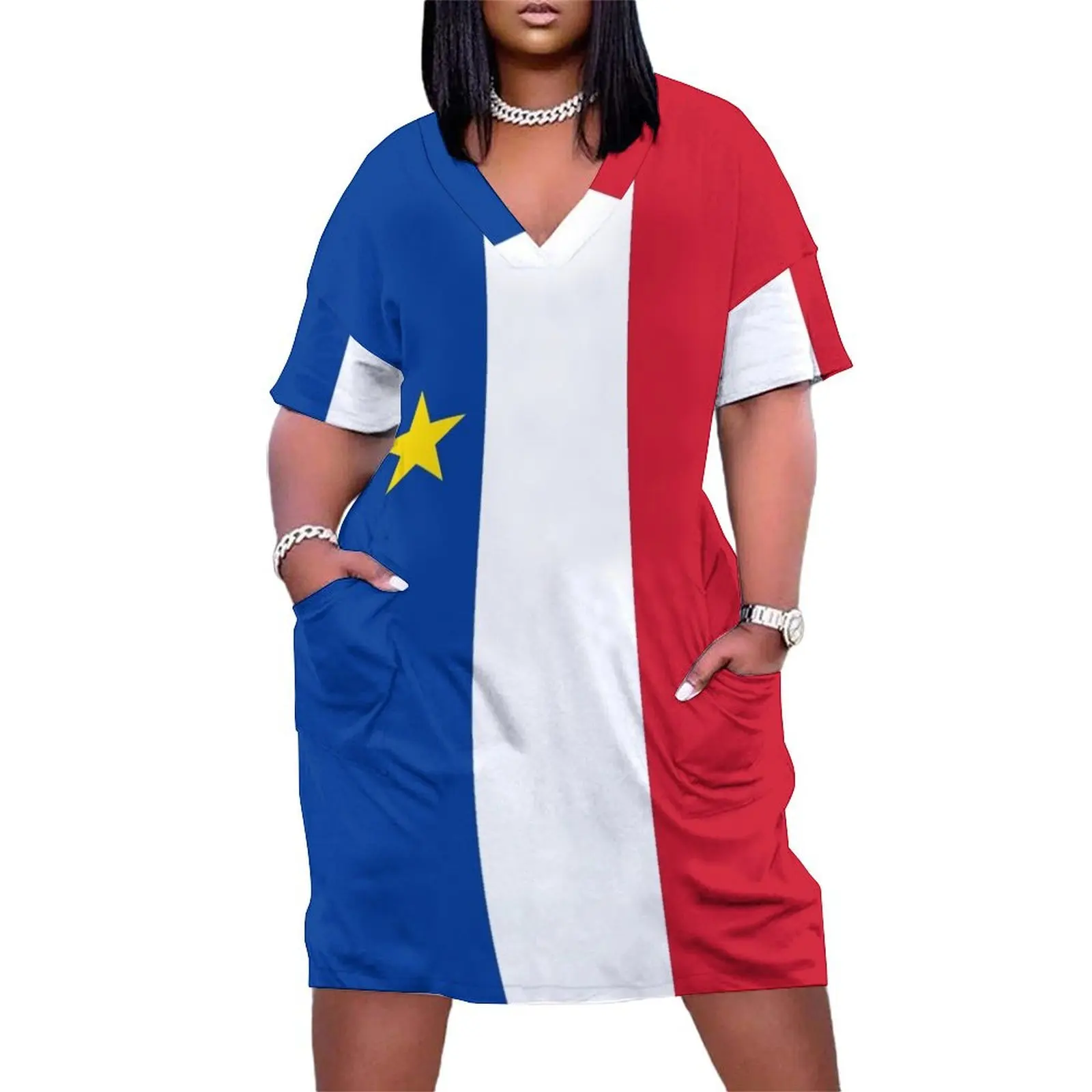 Acadie Acadia Flag blue white red North American New Brunswick Acadian French Canada HD Loose Pocket Dress
Acadie Acadia Flag blue white red North American New Brunswick Acadian French Canada HD Loose Pocket Dress